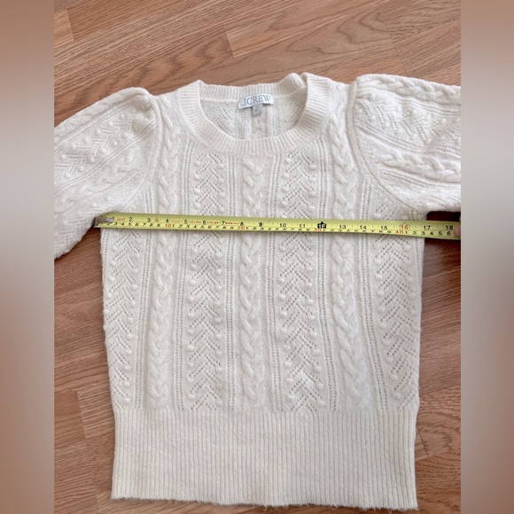 J crew women xs Wool Alcapa blend cable knit crewneck sweater bubble sleeve - Picture 9 of 10